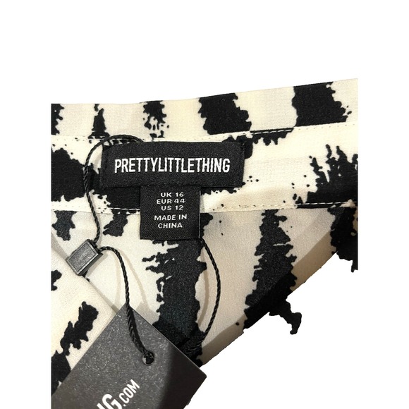 Pretty Little Thing Oversized Black Zebra Print Shirt Size 12 - Picture 4 of 5